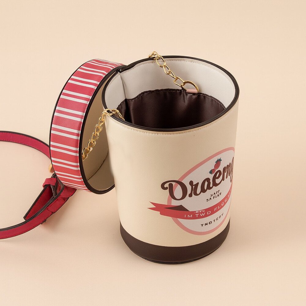Draemys Ice Cream Pint Novelty Crossbody Bag – Adorable Statement Purse! 🍓 - Picture 4 of 5